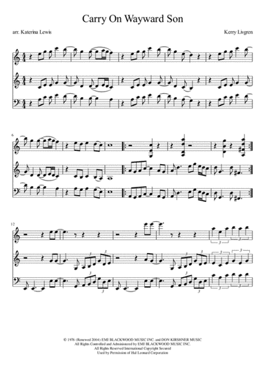 Carry On Wayward Son (arr. Katerina Anne Lewis)