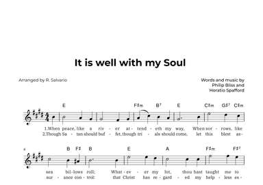 It is Well with My Soul (Key of E Major) (arr. R. Salvario)