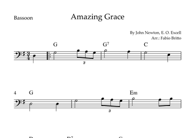 Amazing Grace for Basson Solo with Chords (arr. Fabio Britto)