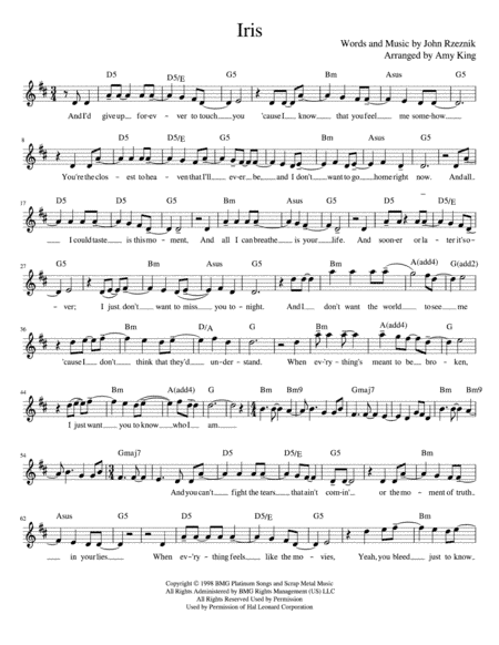 Iris (arr. Amy King)