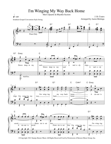 I'm Winging My Way Back Home (arr. Aaron Hettinga)