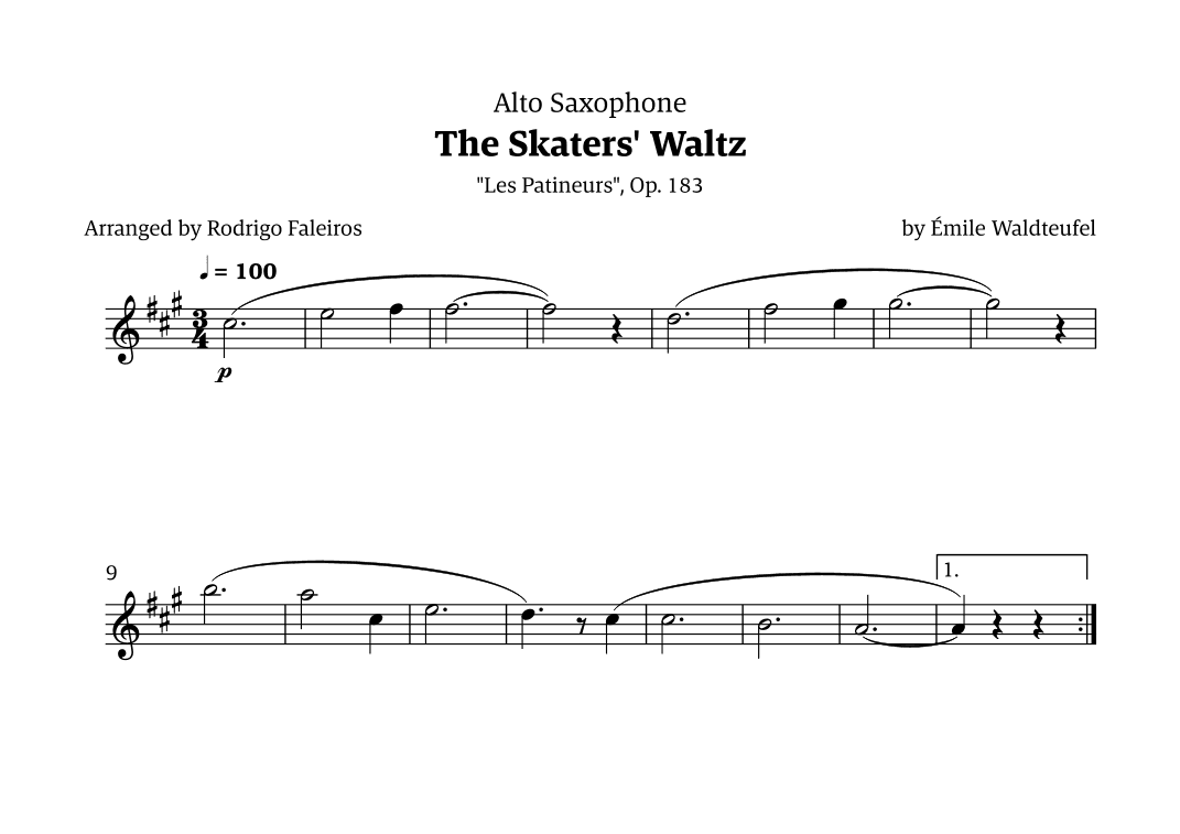 The Skaters Waltz (for beginners) (arr. Rodrigo Faleiros)