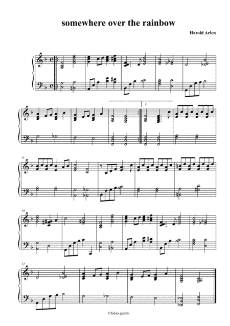 Over The Rainbow (from The Wizard Of Oz) (arr. pianoplayer)