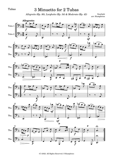 3 Minuetto for 2 Tubas (arr. Shaun Humphries)