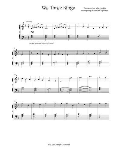 We Three Kings (Piano Solo, Level 2) (arr. Kathryn Carpenter)
