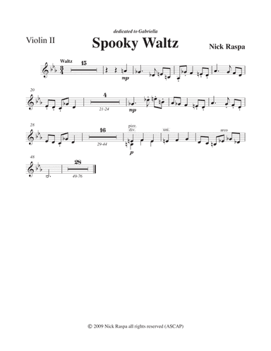 Spooky Waltz from Three Dances for Halloween - Violin II  part
