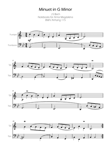 Minuet in G minor BWV Anh. 115 - Bach - Trumpet and Trombone (arr. Ygor Nunes)