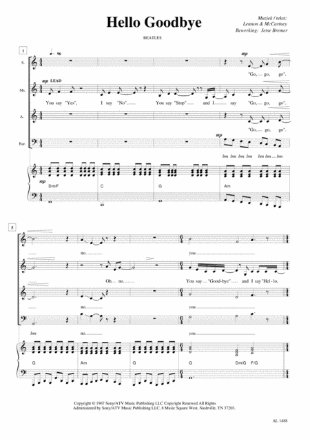 Hello, Goodbye (arr. Jetse Bremer)
