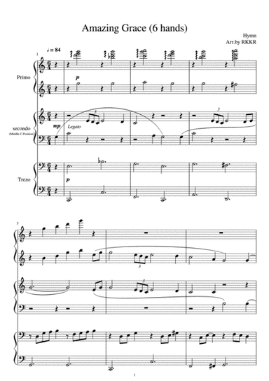 Amazing Grace (6 hands) (arr. RKKR)