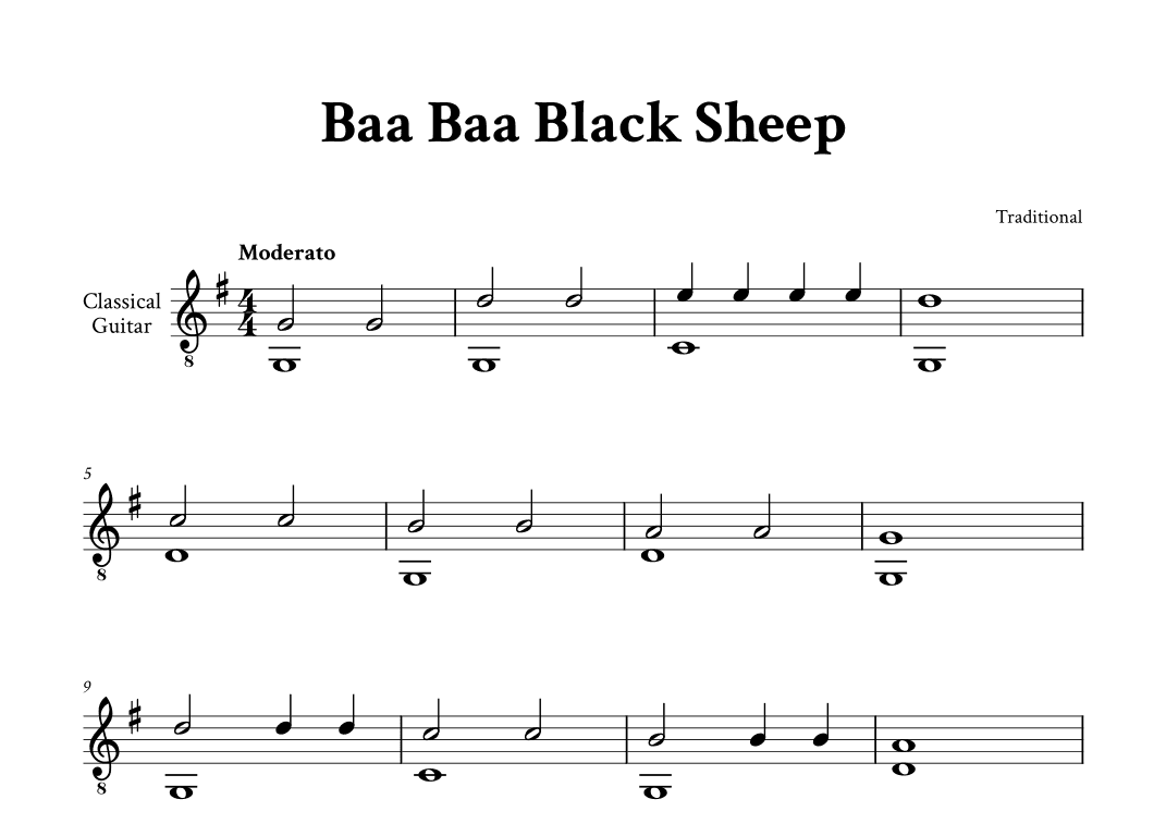 Baa Baa Black Sheep - Classical Guitar (arr. Yuri Noronha)
