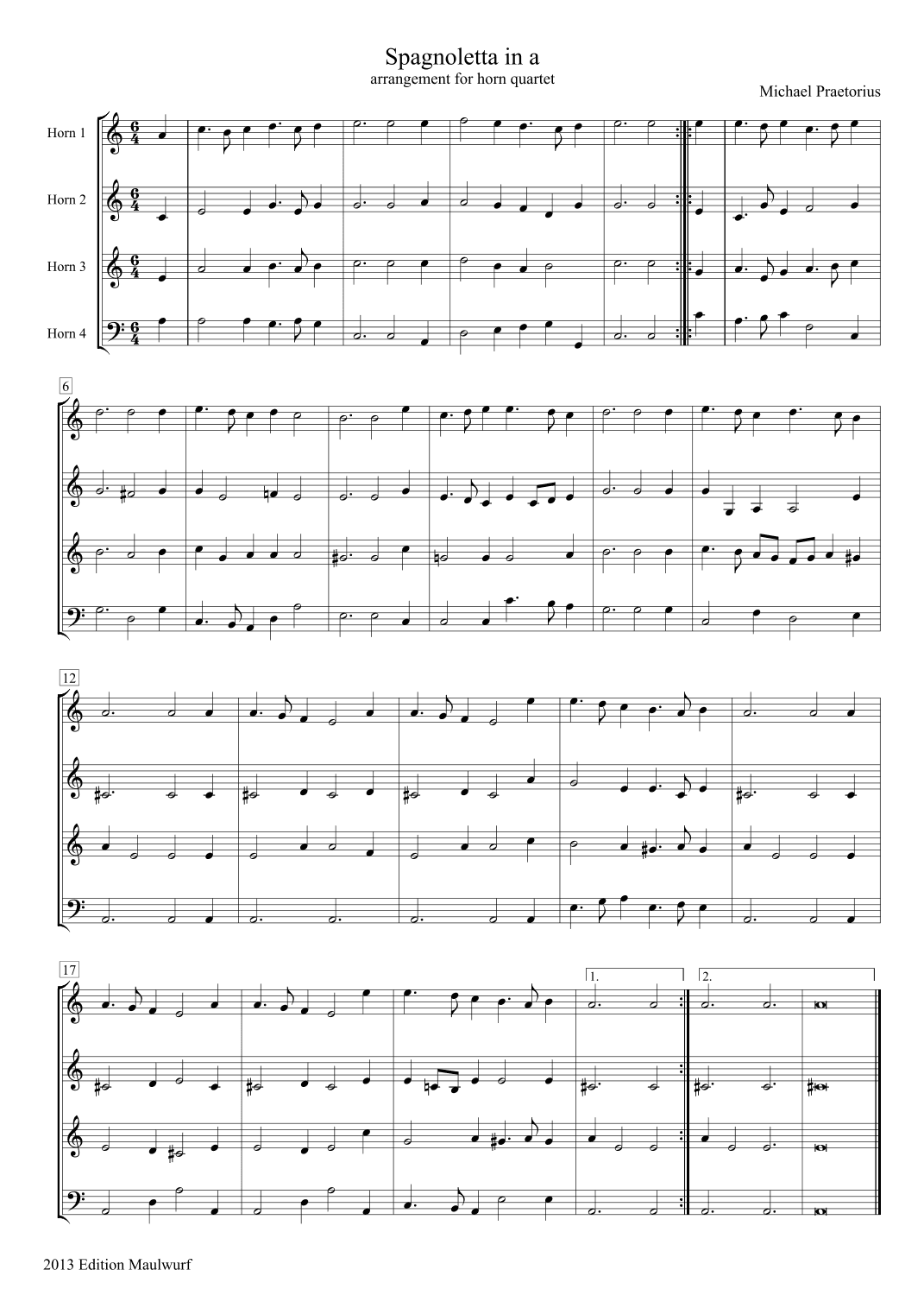 Spagnoletta (arr. Edition Maulwurf)