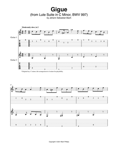 Gigue (from Lute Suite in C Minor, BWV 997) (arr. Mark Phillips)
