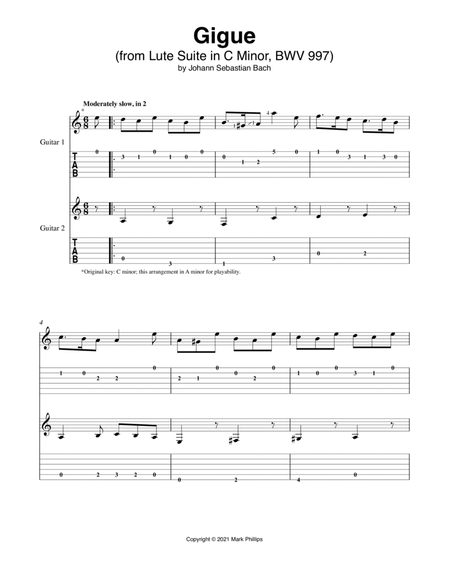 Gigue (from Lute Suite in C Minor, BWV 997) (arr. Mark Phillips)