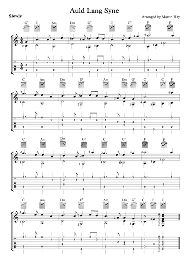 Auld Lang Syne - For Guitar TAB (arr. Martin Hay)