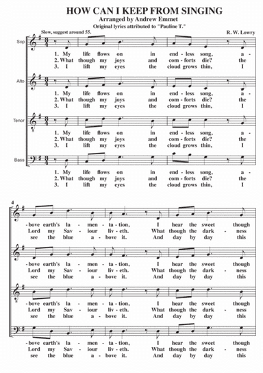 How Can I Keep From Singing A Cappella SATB [original lyrics] (arr. Andrew Emmet)