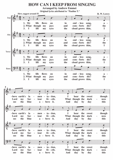 How Can I Keep From Singing A Cappella SATB [original lyrics] (arr. Andrew Emmet)