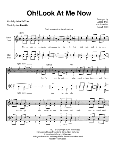 Oh! Look At Me Now (arr. Aaron Dale)