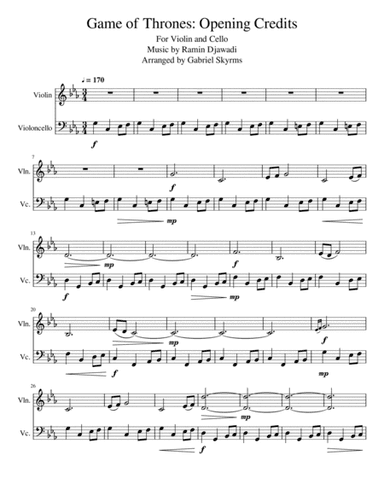 Game Of Thrones (arr. Gabriel Skyrms)