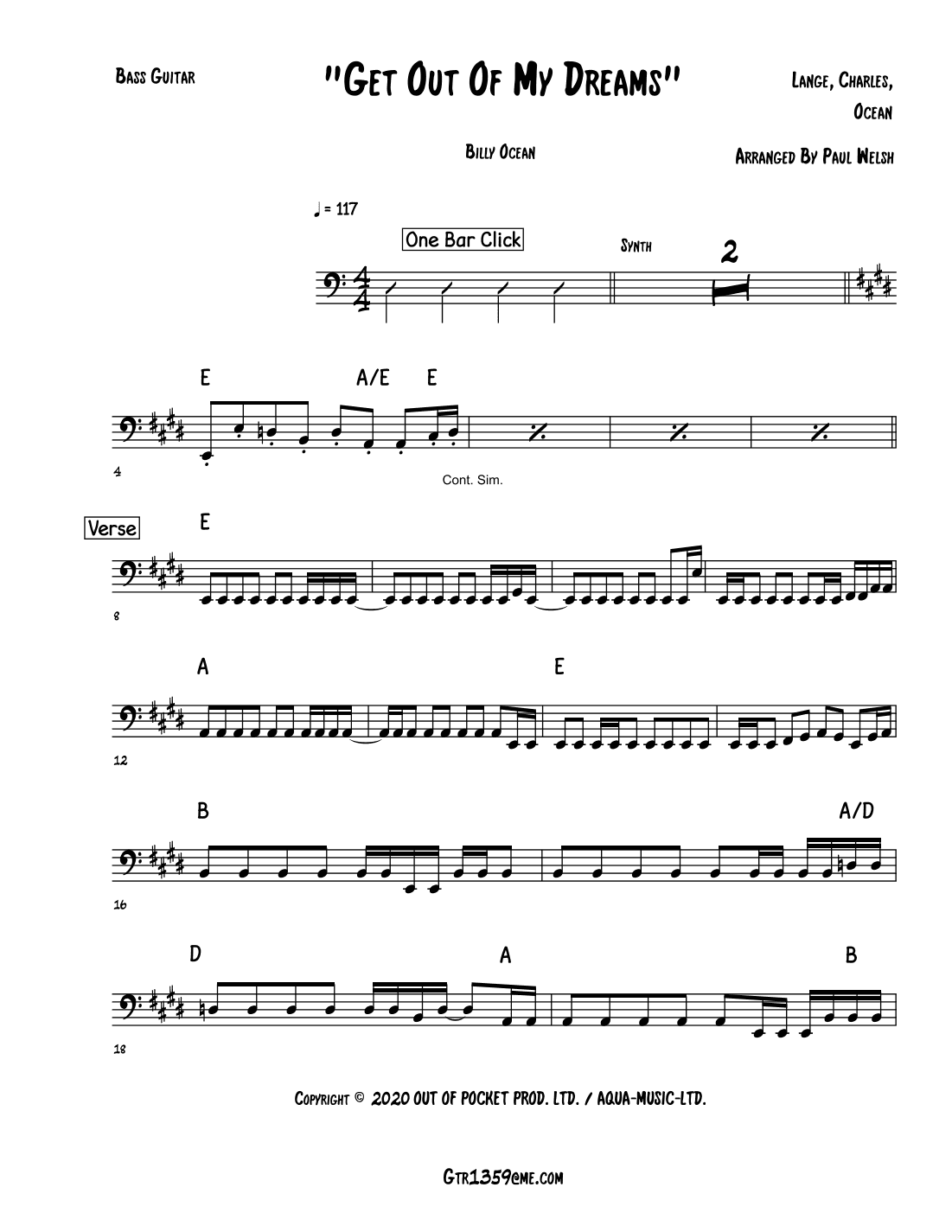 Get Outta My Dreams, Get Into My Car (arr. P Welsh)