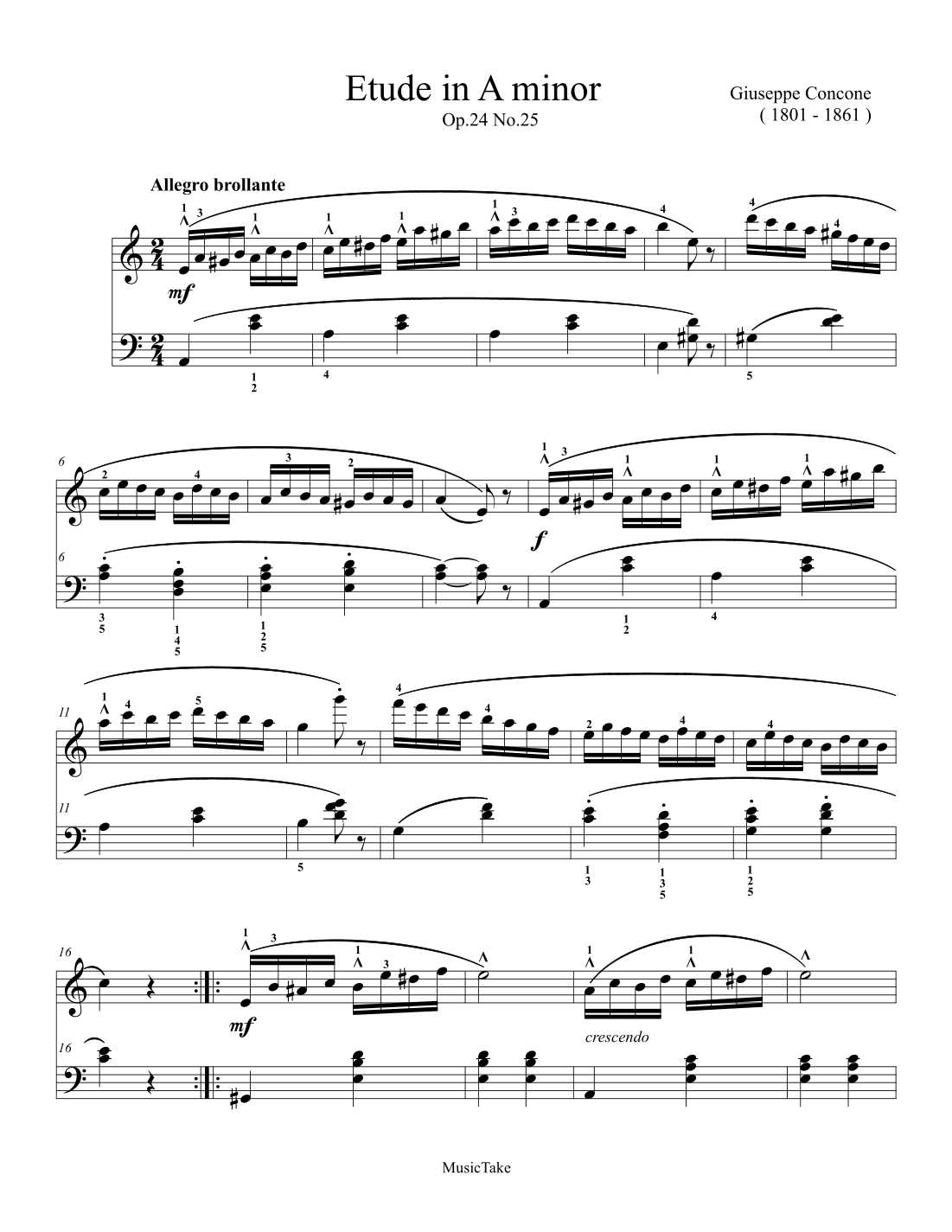 Concone Etude in A minor Op.24 No.25 (arr. Ben Choupak)