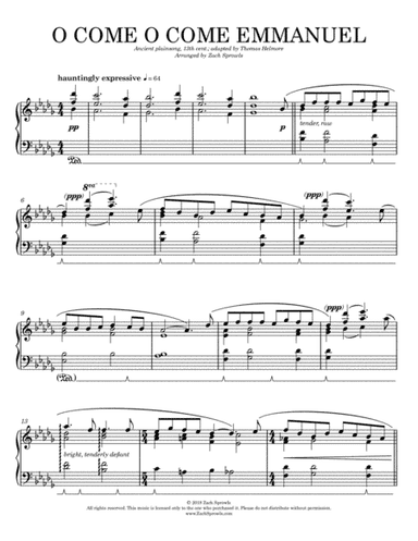 O Come O Come Emmanuel (piano solo) (arr. Zach Sprowls)