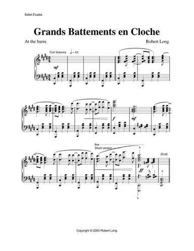 Grands battements en cloche piano sheet music