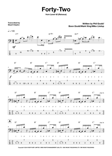 Forty Two (arr. Stuart Clayton/Bassline Publishing)