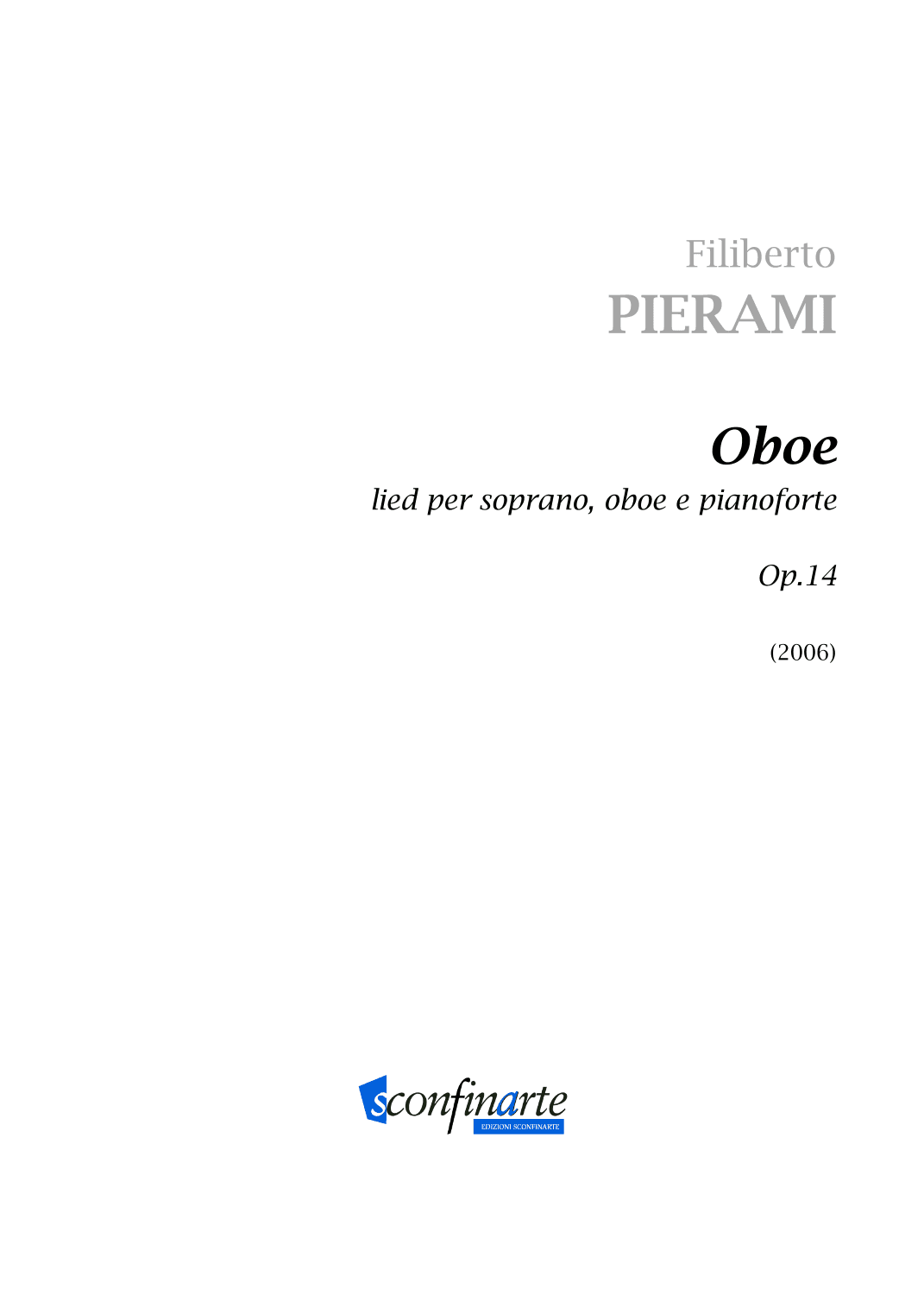 Filiberto PIERAMI: OBOE LIED (op.14) (ES 139) - Score Only