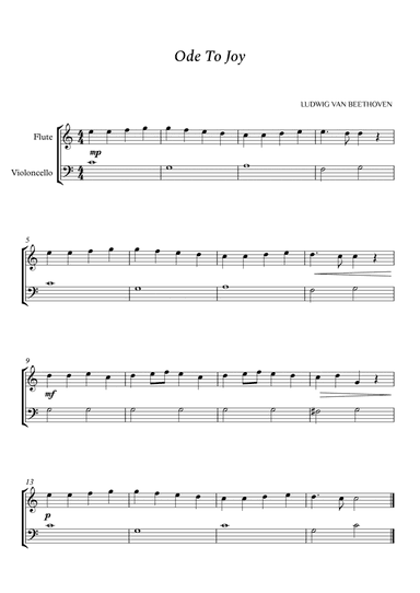 Beethoven - Ode to Joy for Flute and Cello (Easy) (arr. Cássio Silva Chaves)