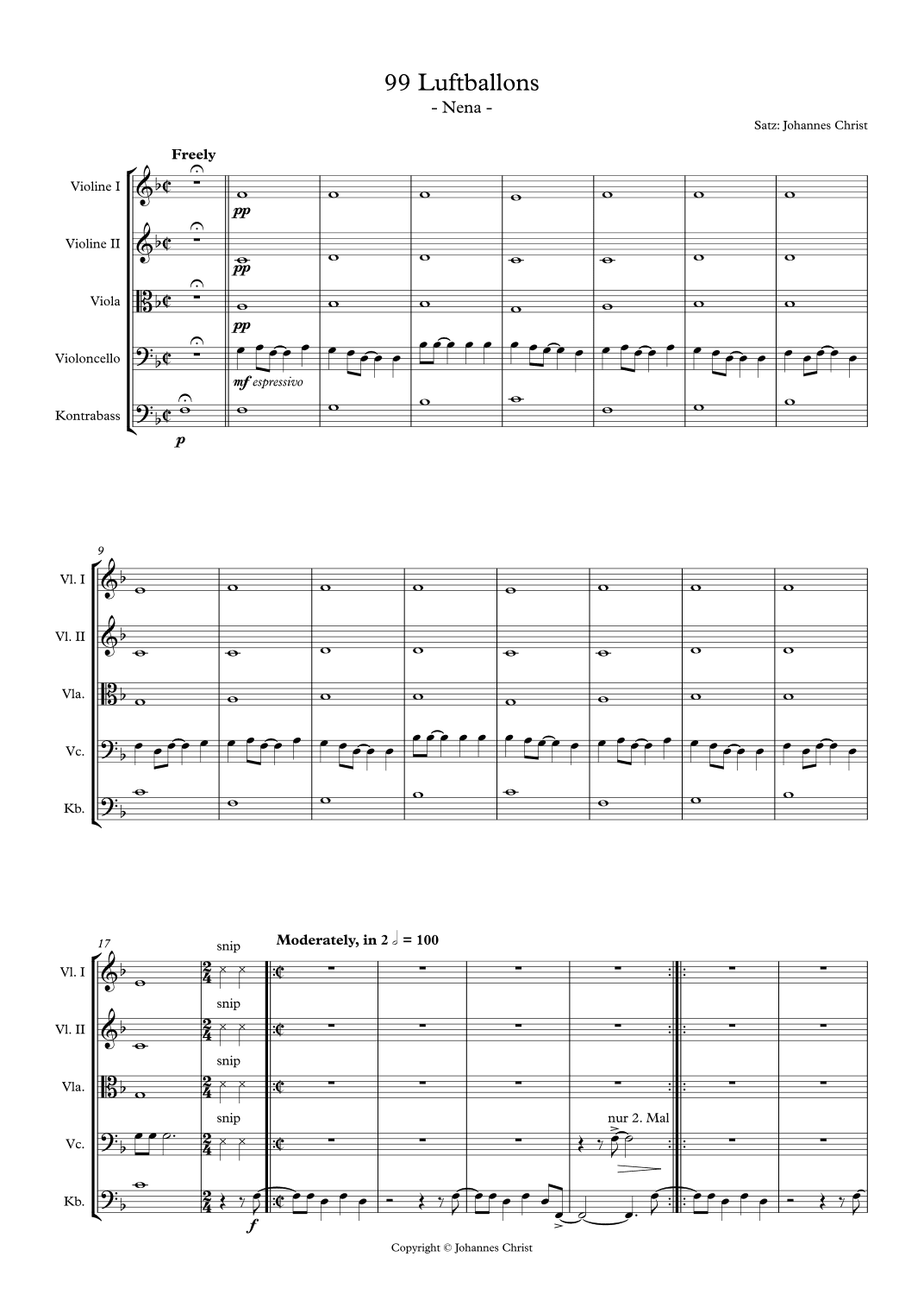 99 Red Balloons (99 Luftballons) (arr. Johannes Christ)