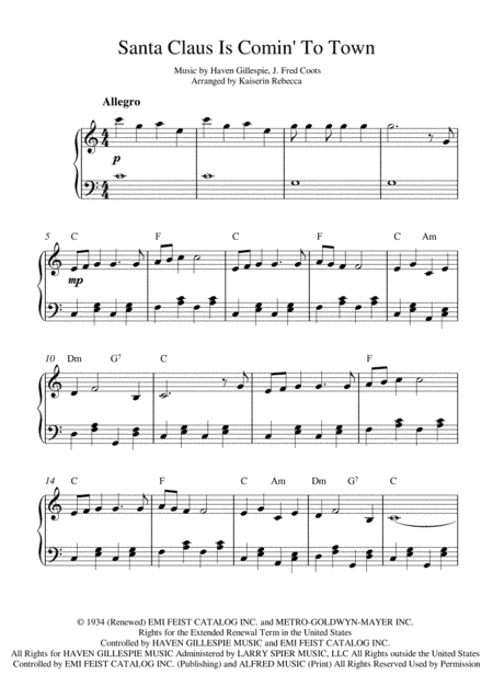 Santa Claus Is Comin' To Town (arr. Kaiserin Rebecca)