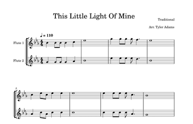 This Little Light Of Mine (Easy Flute Duet) (arr. Tyler Adams)