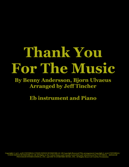Thank You For The Music (arr. Jeff Tincher)