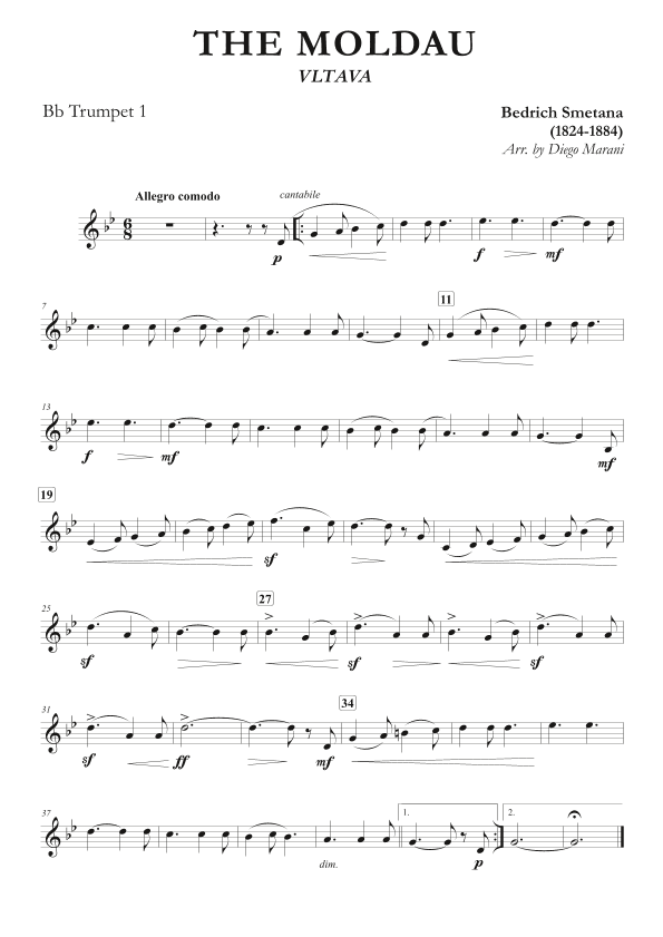 The Moldau for Two Trumpets and Piano (arr. Diego Marani)