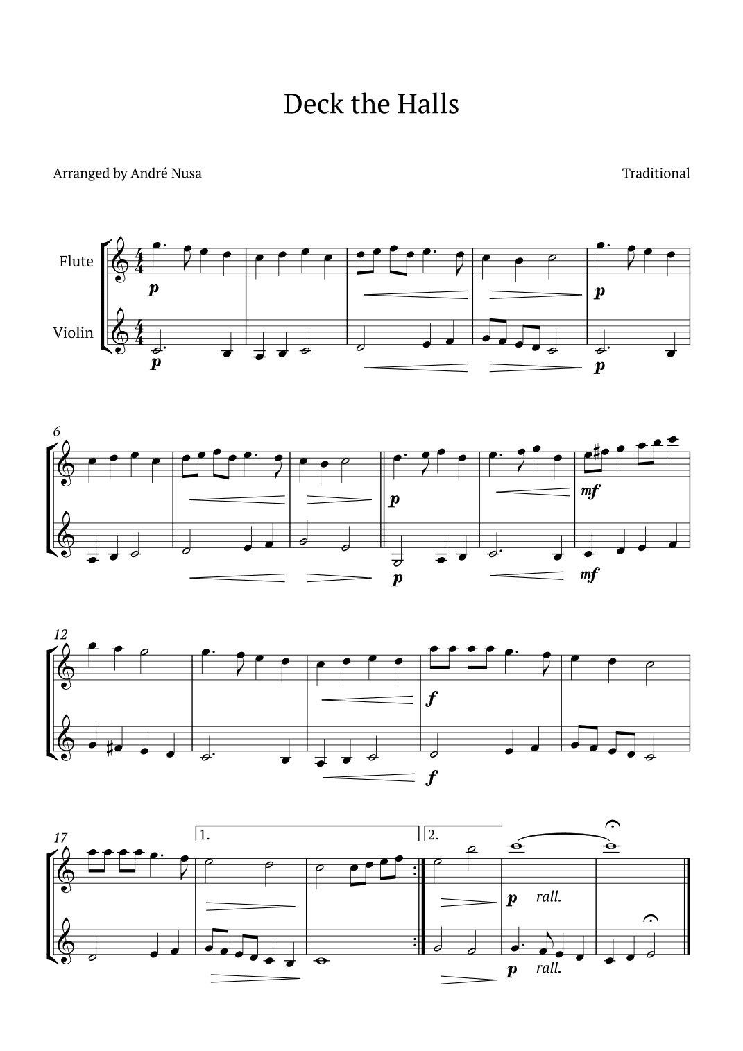 Deck the Halls (arr. André Nusa)
