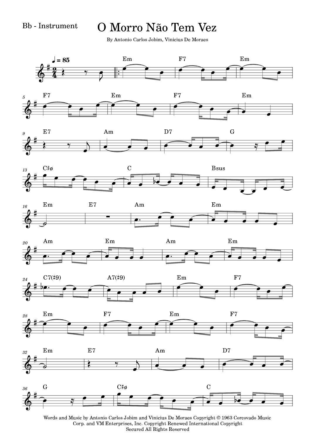 O Morro Nao Tem Vez (favela) (somewhere In The Hills) (arr. Fabio Eduardo de Oliveira)