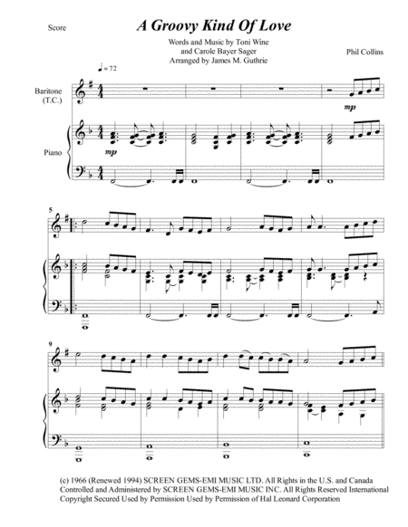 A Groovy Kind Of Love (arr. James M. Guthrie, ASCAP)
