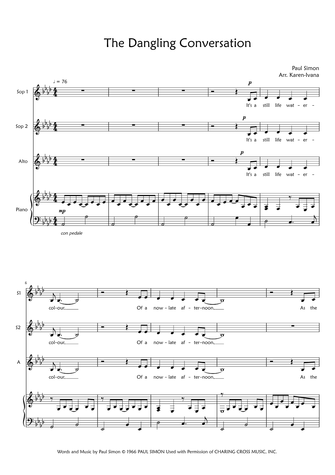The Dangling Conversation (arr. Karen Ivana)