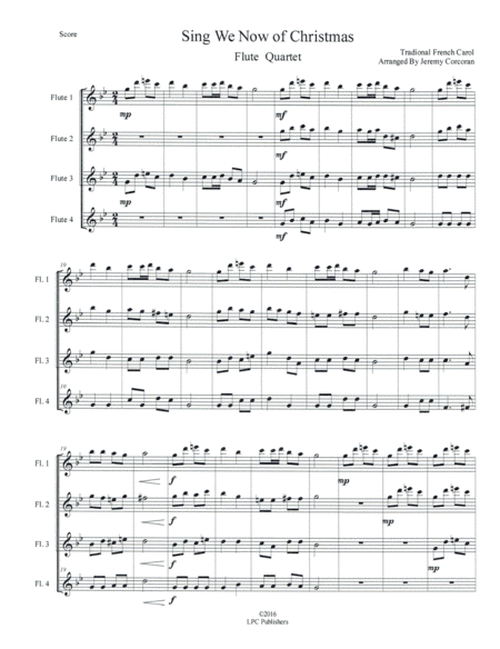 Sing We Now of Christmas for Flute Quartet (arr. Jeremy Corcoran)