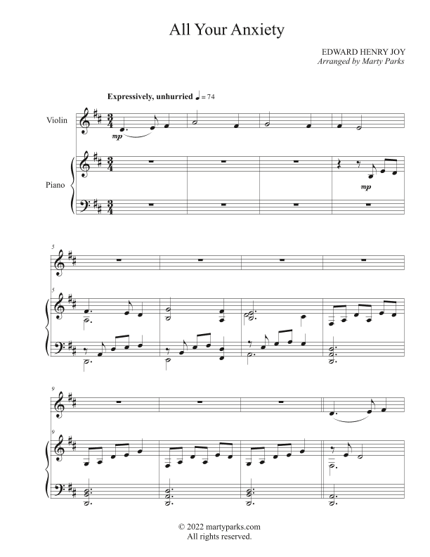 All Your Anxiety (Violin-Piano) (arr. Marty Parks)