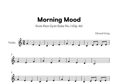 Edvard Grieg - Peer Gynt Suite Morning Mood (for Violin Solo) (arr. Cadenza Editions)