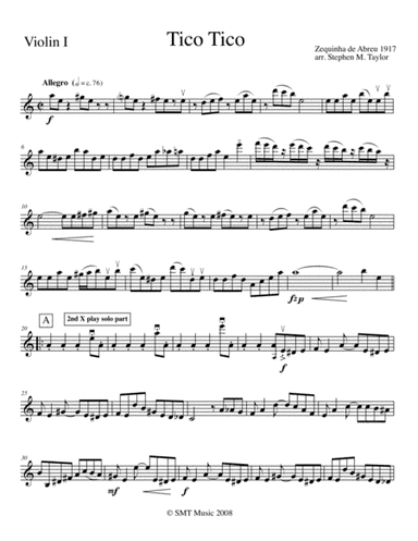 Tico Tico No Fuba for string quartet (arr. Stephen M. Taylor)