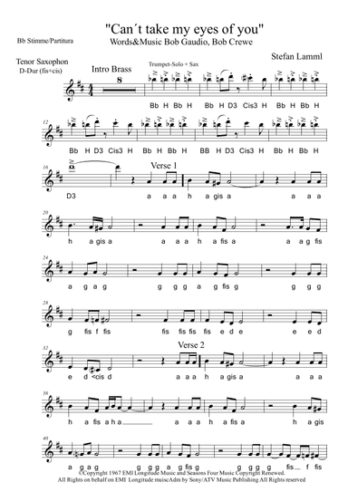 Can't Take My Eyes Off Of You (arr. Stefan Lamml)