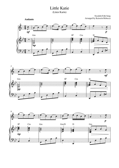 Little Katie  (Liten Karin) (for Bb trumpet and piano) (arr. Kaiserin Rebecca)