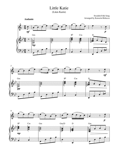 Little Katie  (Liten Karin) (for Bb trumpet and piano) (arr. Kaiserin Rebecca)