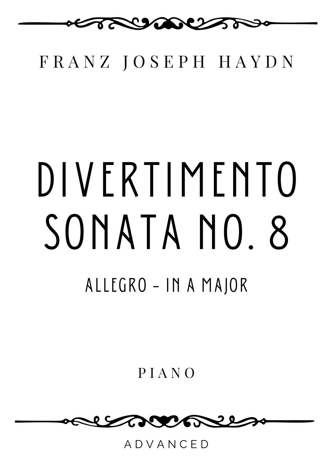 Haydn - Allegro from Divertimento (Sonata no. 8) in A Major - Advanced (arr. Piacere Music Sheets)