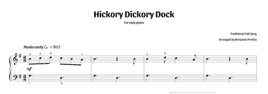 Hickory Dickory Dock (easy piano – G major) (arr. Bernardo Pereira)