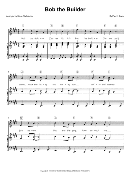 Bob The Builder (main Title) (arr. Mario Stallbaumer)