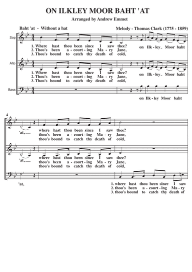 On Ilkley Moor Baht 'at A Cappella SAB (arr. Andrew Emmet)