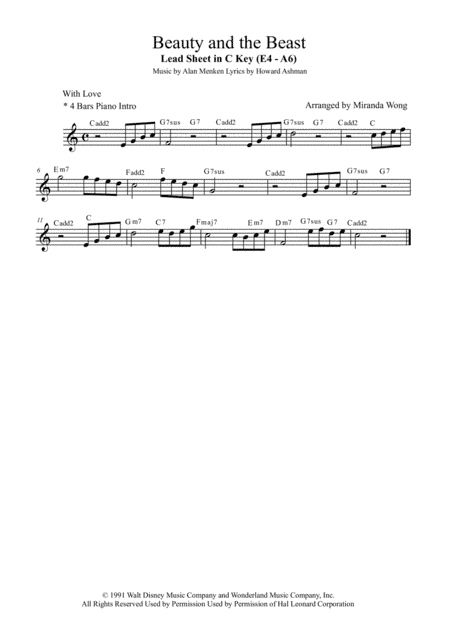 Beauty And The Beast (arr. Miranda Wong)